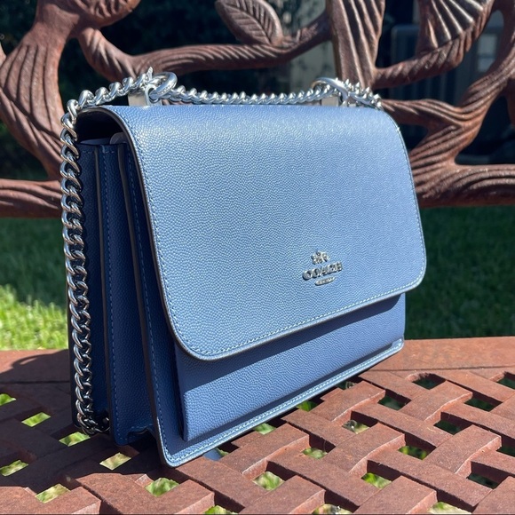 Coach Handbags - NWT COACH Klare Blue/Silver Leather Chain Strap Crossbody Shoulder Bag.